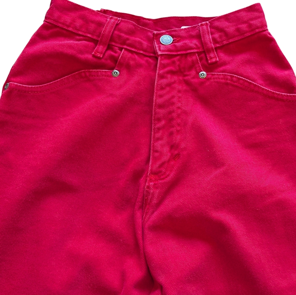Vintage Bar None Western Jeans Red 1/2 Long Cowgirl High Waisted